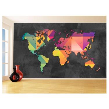 Imagem de Papel De Parede Mapa Mundi Concreto Arte Cores 3,5M Nmu47