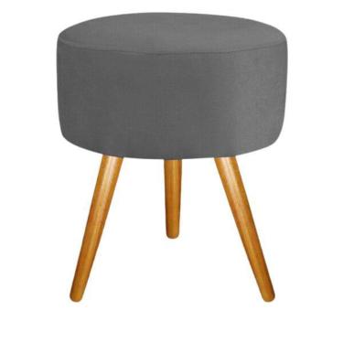 Imagem de Puff banqueta para sala cinza pé palito 50 cm altura