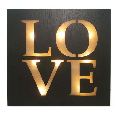Imagem de Placa Quadro Decorativo LOVE Iluminado a Led 34 x 34 cm
