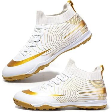 Imagem de Tênis de futebol masculinos de futebol com pontas longas, couro e borr