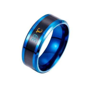 Imagem de Moda nova física inteligente temperatura casal anel de exibição de hum