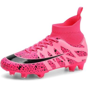 Imagem de Tênis de futebol masculinos de futebol com pontas longas, couro e borr