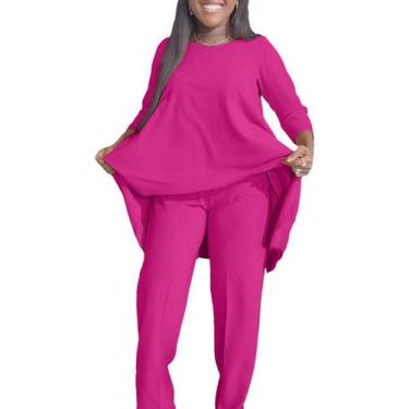 Imagem de Conjunto de roupas ANICECUT Plus Size para mulheres curvilíneas rosa v