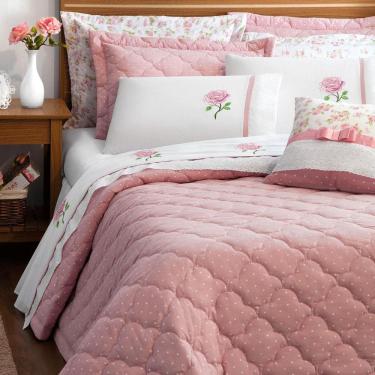 Imagem de Cobre Leito Queen Size 100% Algodão Stella Bordado Super