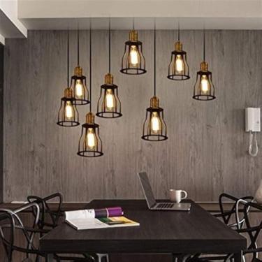 Imagem de N Retro Lustre de Ferro Ajustável Luminária Pendente com Lâmpada Edison Luminária Moderna para Teto 180 200cm (120x150cm)