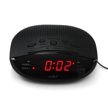 Imagem de Rádio relógio digital de LED AM/FM alarme VST908 RF, Vermelho