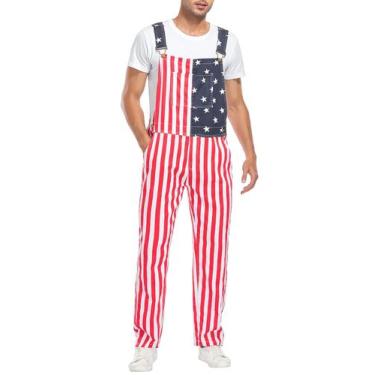 Imagem de Calças gerais Yuanbang American Flag para homens: vermelho, branco, az