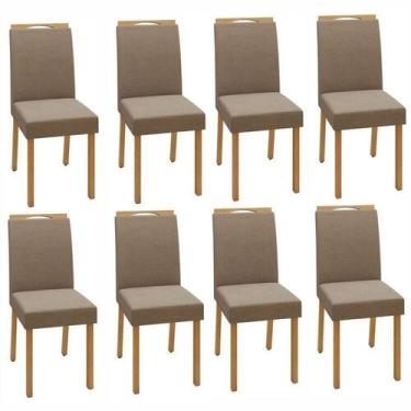 Imagem de Conjunto 8 Cadeiras para Sala de Jantar Pés Madeira Maciça Lunen Bonna