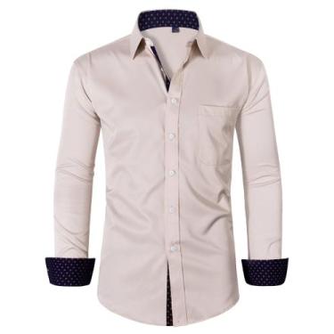 Imagem de Camisa social Alimens & Gentle, manga comprida, bege sem rugas