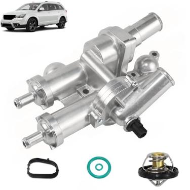 Imagem de YzusGomumu Carcaça de termostato de refrigeração de motor de alumínio atualizado compatível com Chrysler 2007-2020 Sebring Dodge Avenger Caliber Journey Jeep Compass Patriot 1.8L 2.0L 2.4L Substitui