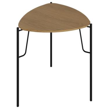 Imagem de Mesa Lateral Para Sala De Estar Alta Pés Industrial Preto Alef I03 Louro - Lyam Decor