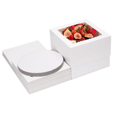 Imagem de Caixas de bolo Moretoes 10 conjuntos com tábuas 25x25x20cm para bolos