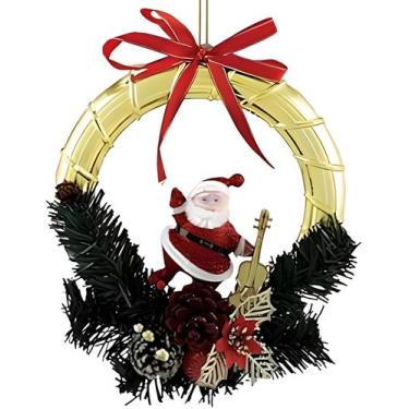 Imagem de Guirlanda Papai Noel 18 cm  Decoração Natalina Charmosa e Aconchegante