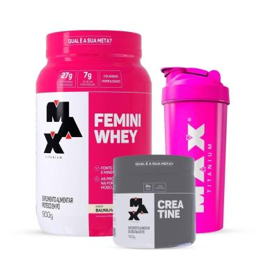 Imagem de Combo Whey Feminino 900g, Creatina 150g e Coqueteleira-Feminino