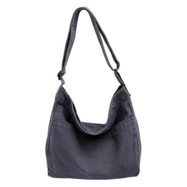 Imagem de Bolsa de lona feminina casual bolsa mensageiro fofa bolsa carteiro bolsa transversal despojada, Cinza, One Size