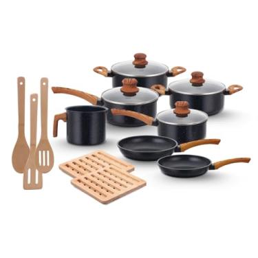 Imagem de Jogo de Panelas Indução Antiaderente 12 peças, Revestimento Cerâmico, Alumínio e Fundo Triplo