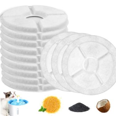 Imagem de Conjunto 12 Filtros Refil Fonte Bebedouro Gatos Cães Pet, Filtro para Bebedouro de Gato para Animais, Filtro de 12 Água para Animais