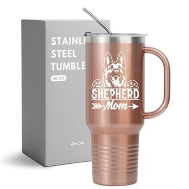 Imagem de Onebttl Presentes de pastor alemão, presentes para amantes de cães, presentes para mãe de cachorro, dona de cachorro, mulheres, amigos, colegas de trabalho, copo de aço inoxidável de 1,134 g com alça,