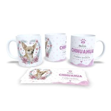 Imagem de Caneca de Cerâmica Beagle Apaixonado, Branca, 325ml, Decorada com Flores e Patas, Tema Amor Canino (13185)