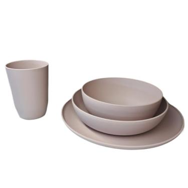 Imagem de Kit Peças para Refeições - Prato Raso, Fundo, Bowl e Copo | Conjunto em Plástico para Dia a Dia(ROSA CHÁ)