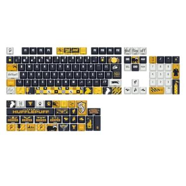 Imagem de Kit de Keycaps Redragon Harry Potter Hogwart’s Special Edition Lufa-Lufa Preto e Amarelo PBT Dye Sub Perfil OEM ABNT2 136 Teclas HP-943