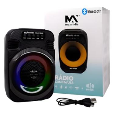 Imagem de Caixa de Som Portátil Bluetooth Rádio FM Luzes Bateria Recarregável