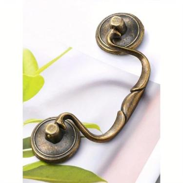 Imagem de Puxador antigo simples estilo europeu porta armário armário porta guarda-roupa alça longa jardim gaveta bronze (cobre antigo)