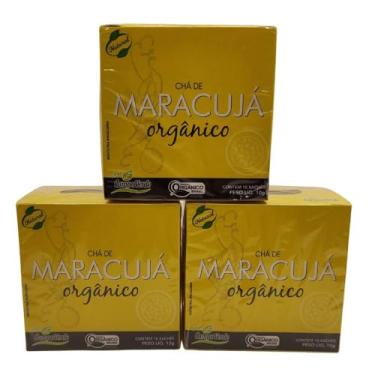 Imagem de Campo Verde, Kit 3 Chá Maracujá Fruta Desidratada Orgânico sem açúcar 10 sachês cada