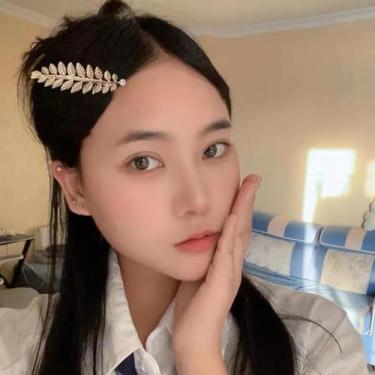 Imagem de 1 grampo de cabelo dourado com design de folha pérola em forma de folha de metal criativo moderno acessório feminino