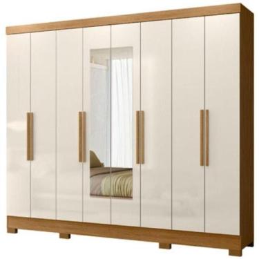 Imagem de Guarda Roupa Casal Espelho 6 Portas 236 Cm Diplomata Freijo Off White 