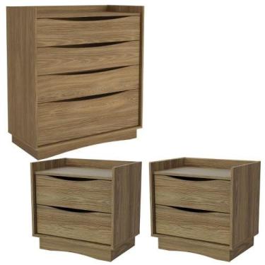 Imagem de Comoda 4 Gavetas 02 Mesas De Cabeceira 2 Gavetas M26061 Kappesberg Nog