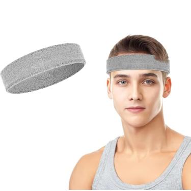 Imagem de Bandanas para homens e mulheres, faixas de suor para tênis, basquete, corrida, academia, treino (cinza)