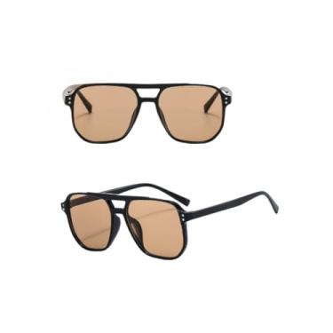 Imagem de Óculos De Sol Feminino Estilo Blogueira Lente Marrom Amarela Quadrado Uv(Marrom)