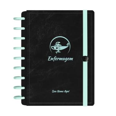 Imagem de Caderno De Disco Iscool Inteligente Personalizado 140 Folhas Profissões Preto Verde Oceano Enfermagem Médio M+
