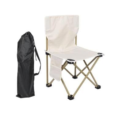 Imagem de RNXRZANK Cadeira de Camping com Bolso Lateral, Assento para Pesca, Estável, Ideal para Camping, Descanso, Churrasco, Esportes, Mochilão E Viagens, Branco