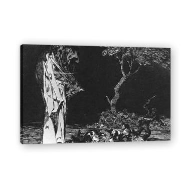 Imagem de Impressão em tela romântica espanhola The Madness Of FearFrancisco De Goya - Obra-prima do influente pintor romântico 39,9 x 59,9 cm emoldurado