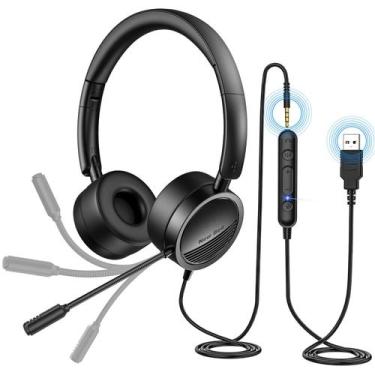 Imagem de Pacote de fone de ouvido USB New bee 2 com microfone para PC, preto