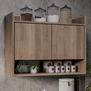 Imagem de Armário Aéreo Cozinha Multiuso Cecília 70cm 02 Portas - Ssx Multicoisas Freijó