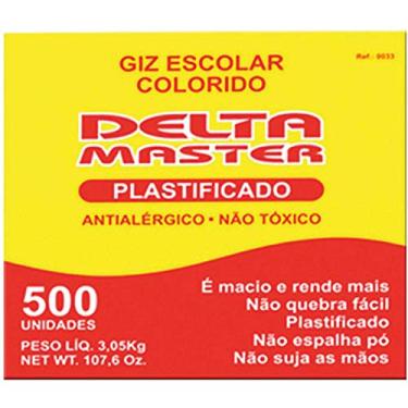 Imagem de Giz Escolar, Plastificado, Delta, Colorido, Caixa com 500 unidades