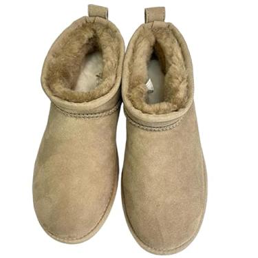 Imagem de Archicolor Botas de neve minimalistas nórdicas de pele de carneiro de lã australiana, sapatos quentes, botas femininas, sapatos femininos para o inverno, Caqui, 34