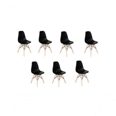 Imagem de Kit 7 Cadeiras Charles Eames Eiffel Dkr Wood Preto