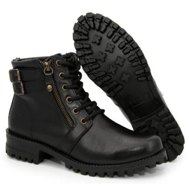 Imagem de 9026GRF Coturno feminino moda inverno couro nobre natural preto - De G