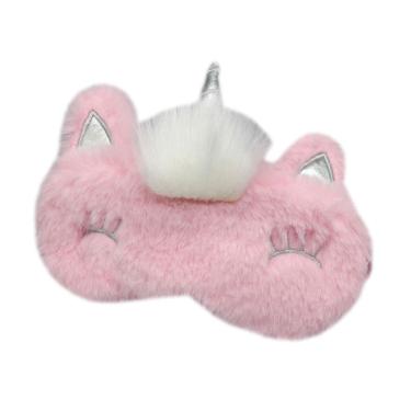 Imagem de Máscara de dormir Unicorn Plush para crianças Máscara de olhos rosa de desenho animado