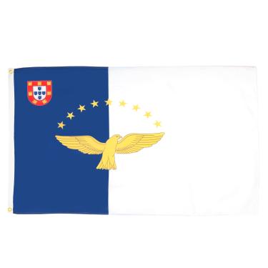 Imagem de AZ FLAG - Bandeira dos Açores - 3 x 5 pés - Poliéster 100D Portugal - Faixa dos Açores com dois ilhós de metal - Resistente ao desbotamento - Cores vivas - 90 cm x 1,5 m - 150 x 90 cm