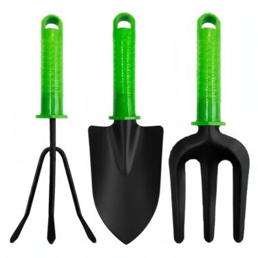 Imagem de Conjunto Jardinagem Kit 3 Peças - Pá, Garfo e Rastelo Ferramentas para Horta e Jardim com Cabo Ergonômico Antiderrapante - Compactas, Leves e Resistentes em Aço Reforçado
