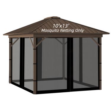 Imagem de Hiviva Mosquiteiro de 3,5 x 3,5 m para mirante, pérgola, barraca pop-up, 4 painéis com zíper para pátio ao ar livre, quintal (preto, apenas rede mosquiteira)