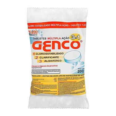 Imagem de Pedra Cloro Estabilizado Genco Tabletes T-200 Ação 3 Em 1