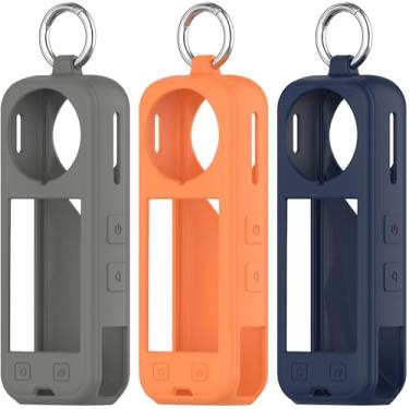 Imagem de QHBAMD Pacote com 3 capas protetoras de silicone compatíveis com Insta360 X5 - Cove à prova de choque e resistente à água