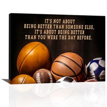 Imagem de Luxey Aura Arte de parede esportiva basquete beisebol futebol futebol tela citações inspiradoras pôster esportivo presentes para homem, caverna, crianças, adolescentes, decoração de quarto de menino