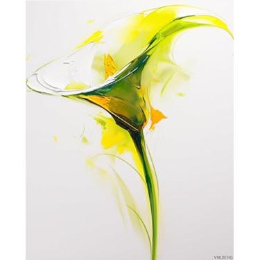 Imagem de VNUIEHG Kit Calla Lily Paint by Numbers para adultos, pintura estética moderna por número em tela, kits de pintura a óleo digital de arte abstrata adequados para decoração de parede de casa presente